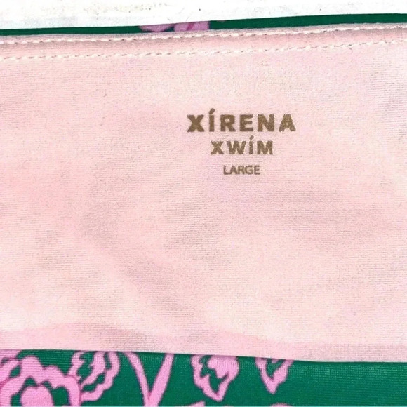 NEW Xirena Xwim Sims Bikini Swim Bottom Size Large Caprisyn Green Pink Floral - Picture 6 of 15